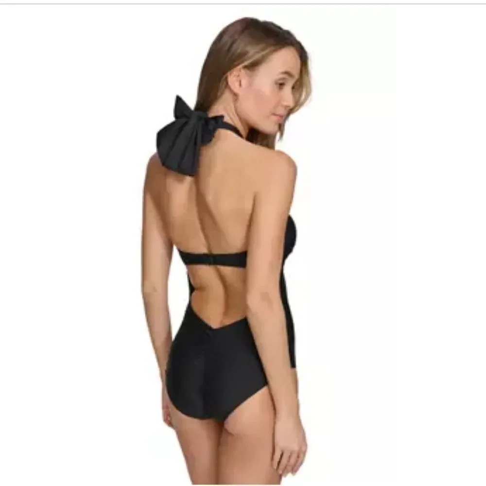 DKNY -Island Ring Front Bandeau One Piece Swimsuit- new with tag - in brown - Picture 2 of 2